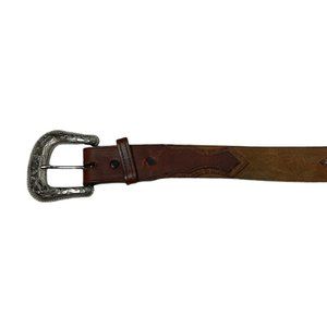 Vintage Nacona Men's Leather Belt w/Silver Plate Buckle Made in Texas